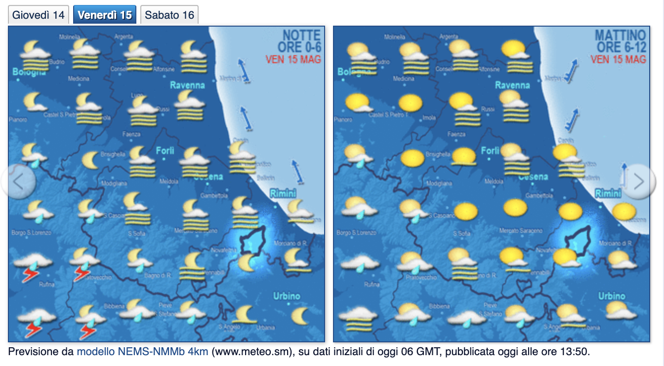 Meteo.sm Previsioni meteo per Romagna e