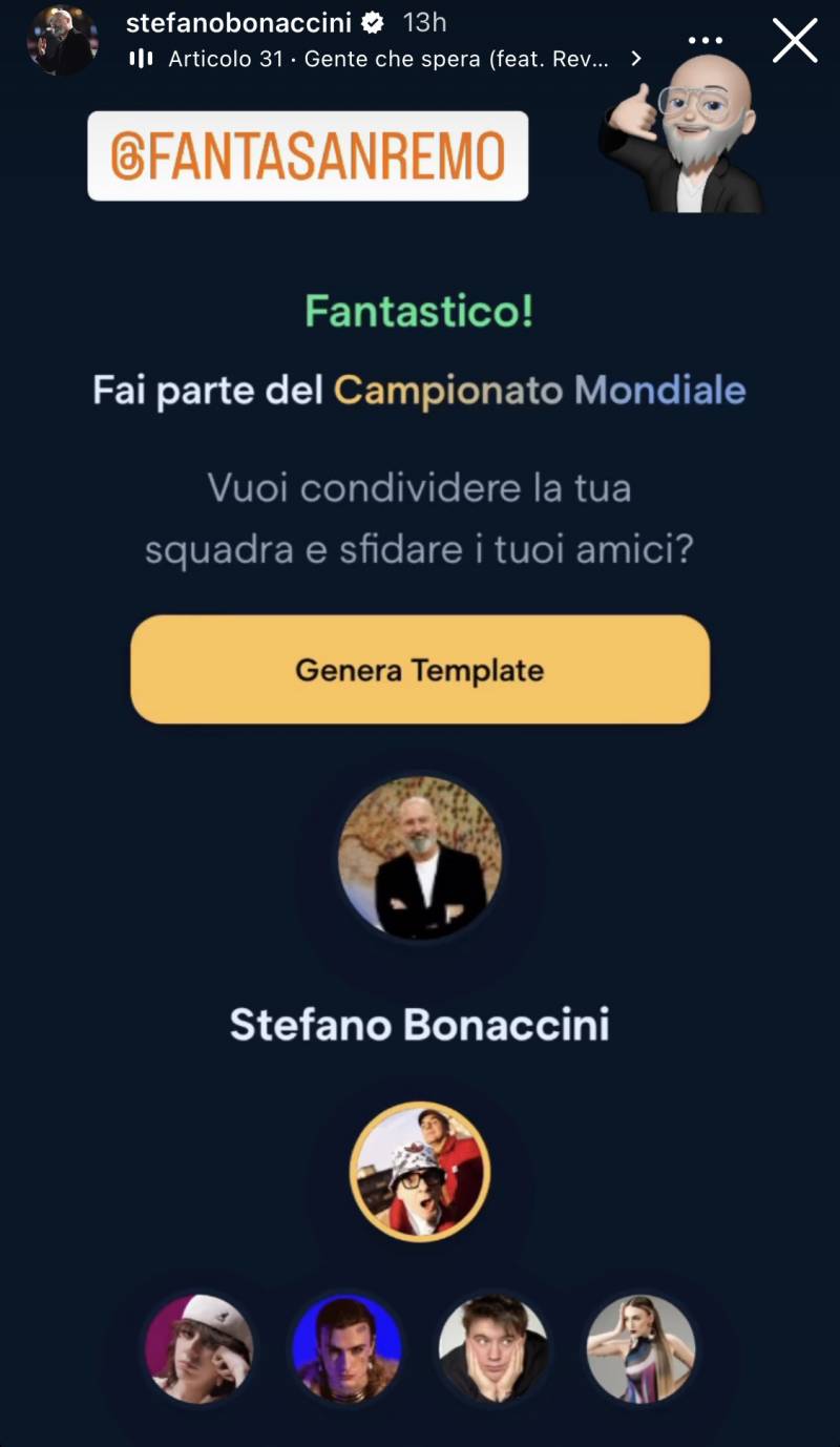 Storie Fantasanremo Bonaccini